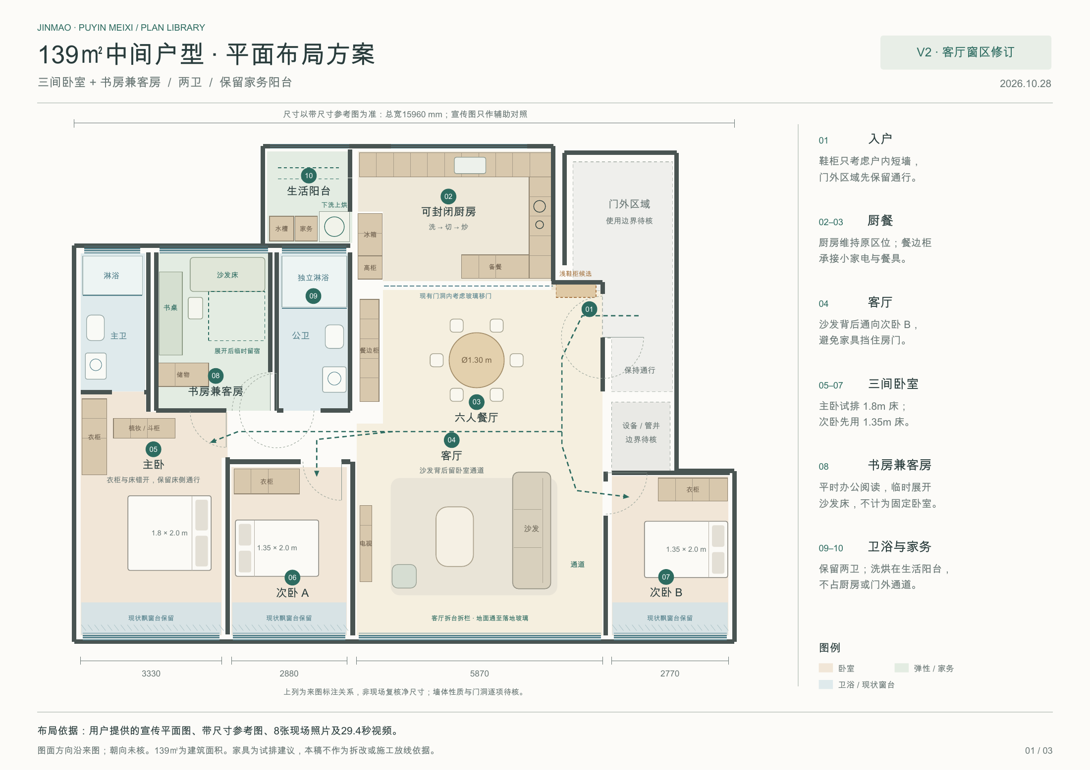 139㎡中间户型平面布局依据